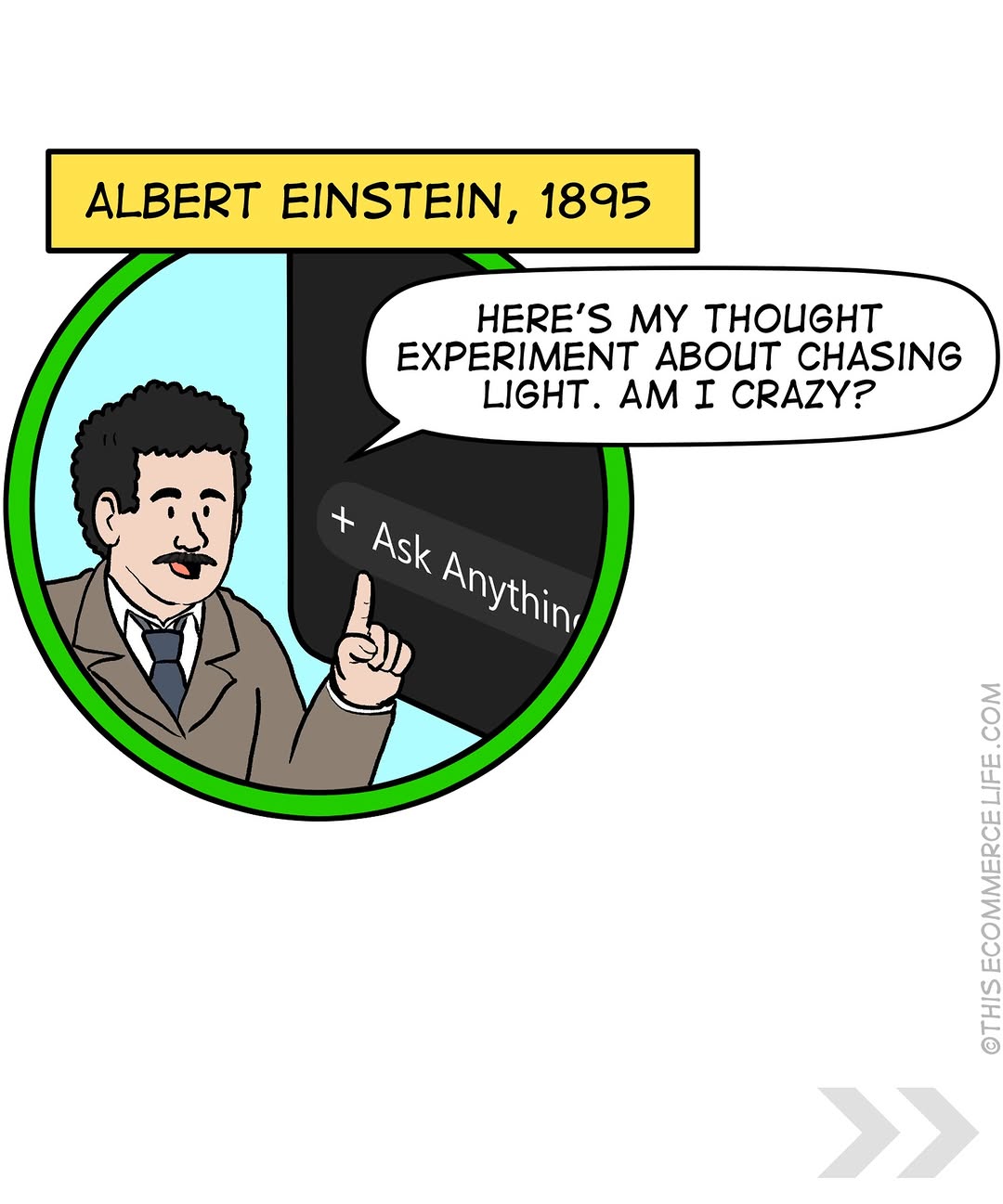 Einstein asks AI about his light-chasing thought experiment