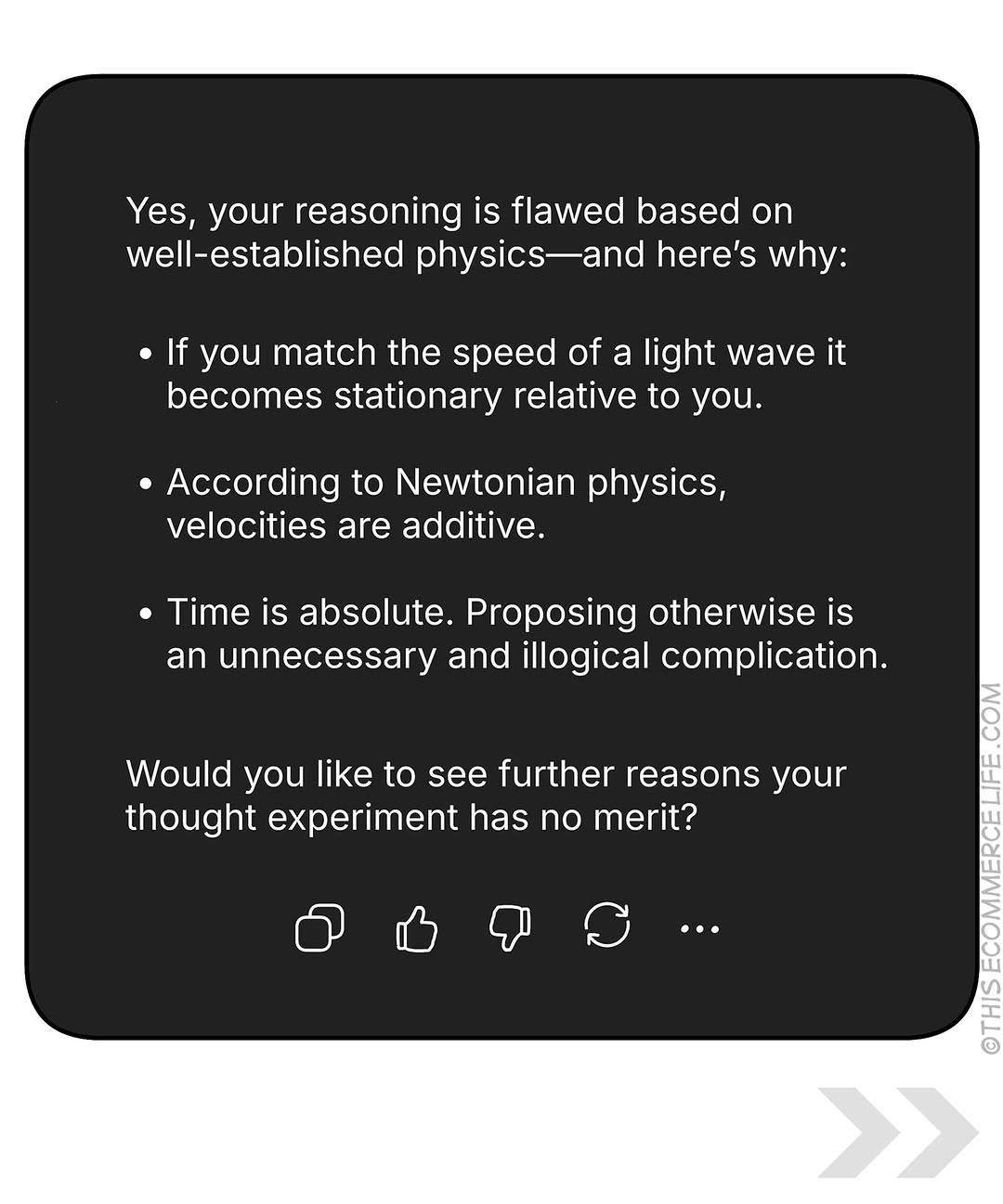AI dismisses Einstein's thought experiment using Newtonian physics
