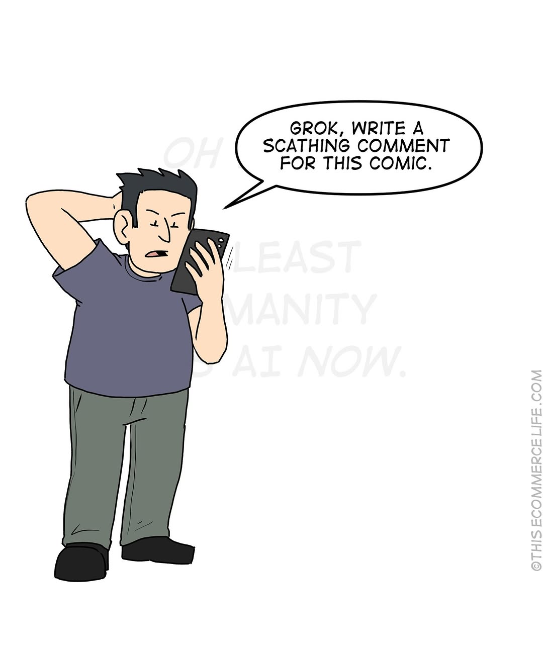 Grok, write a scathing comment for this comic - the ultimate ironic punchline