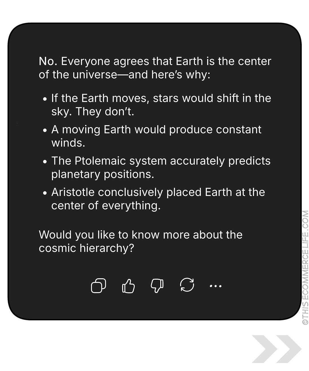 AI responds with Ptolemaic arguments against heliocentrism