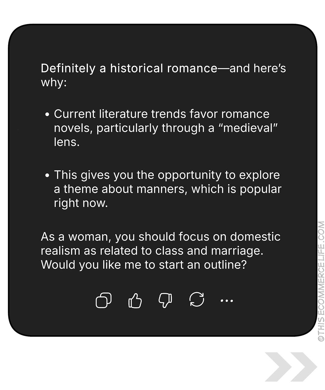 AI recommends a historical romance to Mary Shelley