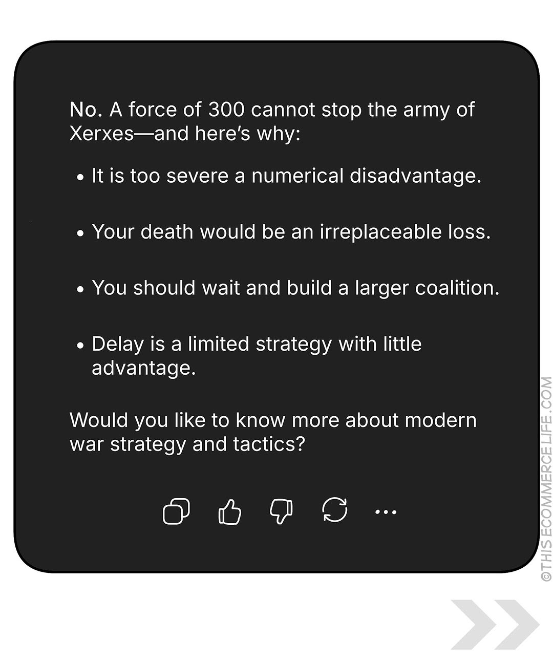 AI advises Leonidas against the stand at Thermopylae